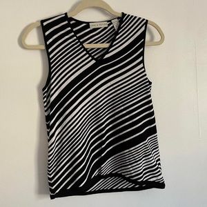 Lord & Taylor Striped Black & White Vest